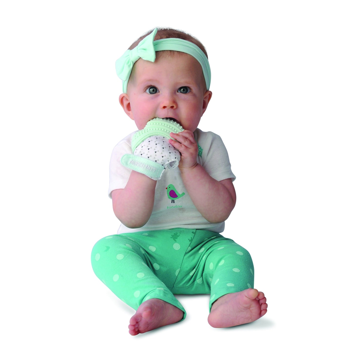 Munch Mitt - Mint Green - Triangles Munch Mitt Malarkey Kids 