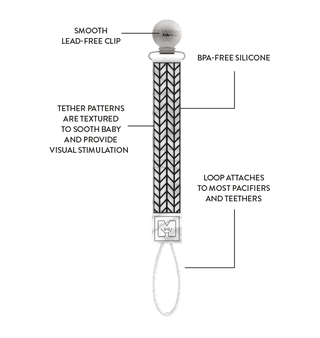 TEETHER TETHER - BLACK AND WHITE CHEVRON Teether Tether Malarkey Kids