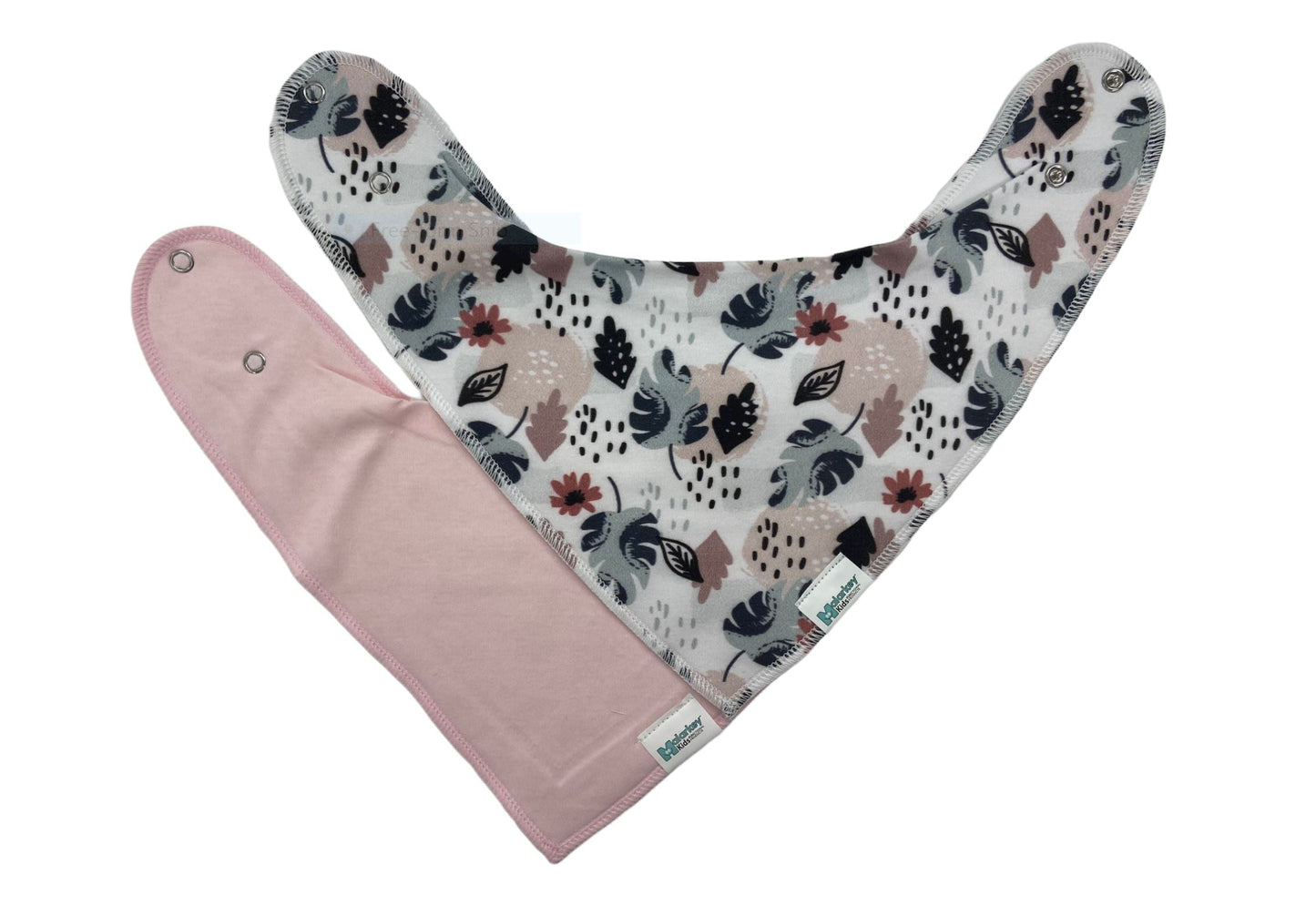 Dribble Bib - Flower Leaf/Dark Pink Malarkey Kids 