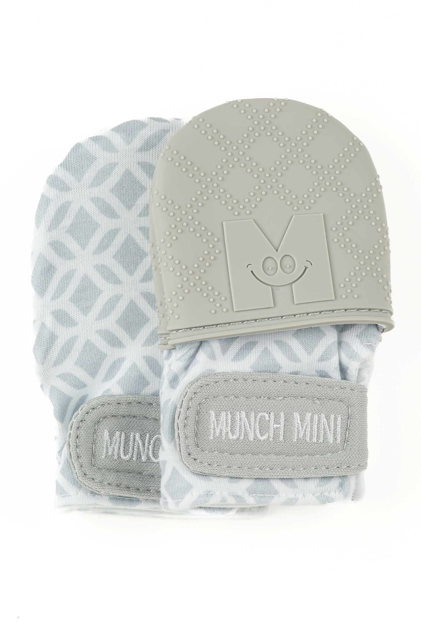 Munch Minis - Teething & Anti-scratch mitts - Grey Geo Pacifiers & Teethers Malarkey Kids