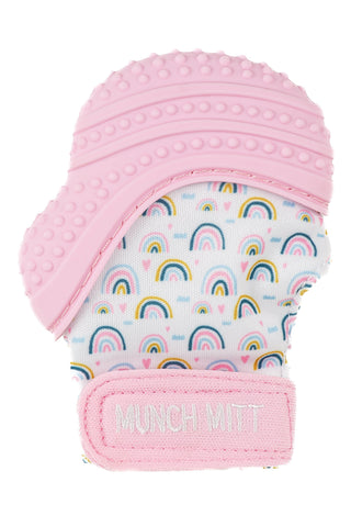 Munch Mitt- Pink Rainbow Pacifiers & Teethers Malarkey Kids 