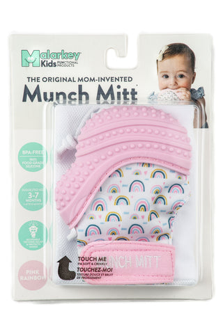 Munch Mitt- Pink Rainbow Pacifiers & Teethers Malarkey Kids 