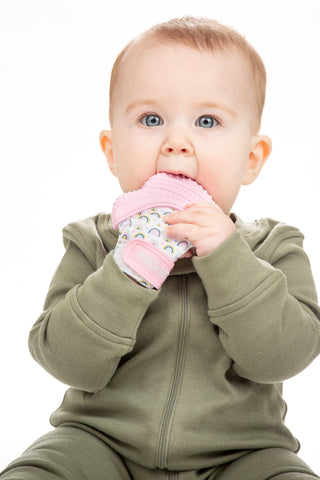 Munch Mitt- Pink Rainbow Pacifiers & Teethers Malarkey Kids 