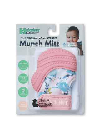 Munch Mitt- Pink Floral Pacifiers & Teethers Malarkey Kids 