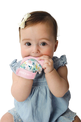 Munch Mitt- Pink Floral Pacifiers & Teethers Malarkey Kids 