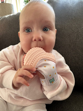 Munch Mitt- Pink Daisies Pacifiers & Teethers Malarkey Kids 