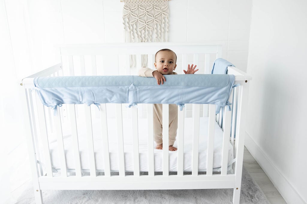 Crib Chomper - Floral Crib Protector Malarkey Kids Blue 