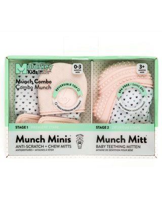Munch Minis Combo - Pink Hearts Pacifiers & Teethers Malarkey Kids 