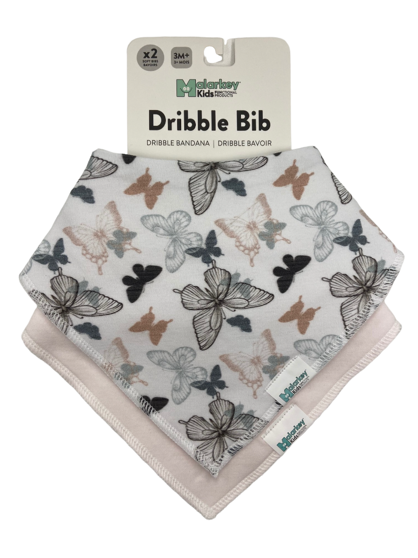 Dribble Bib - Butterflies/Pink Malarkey Kids 