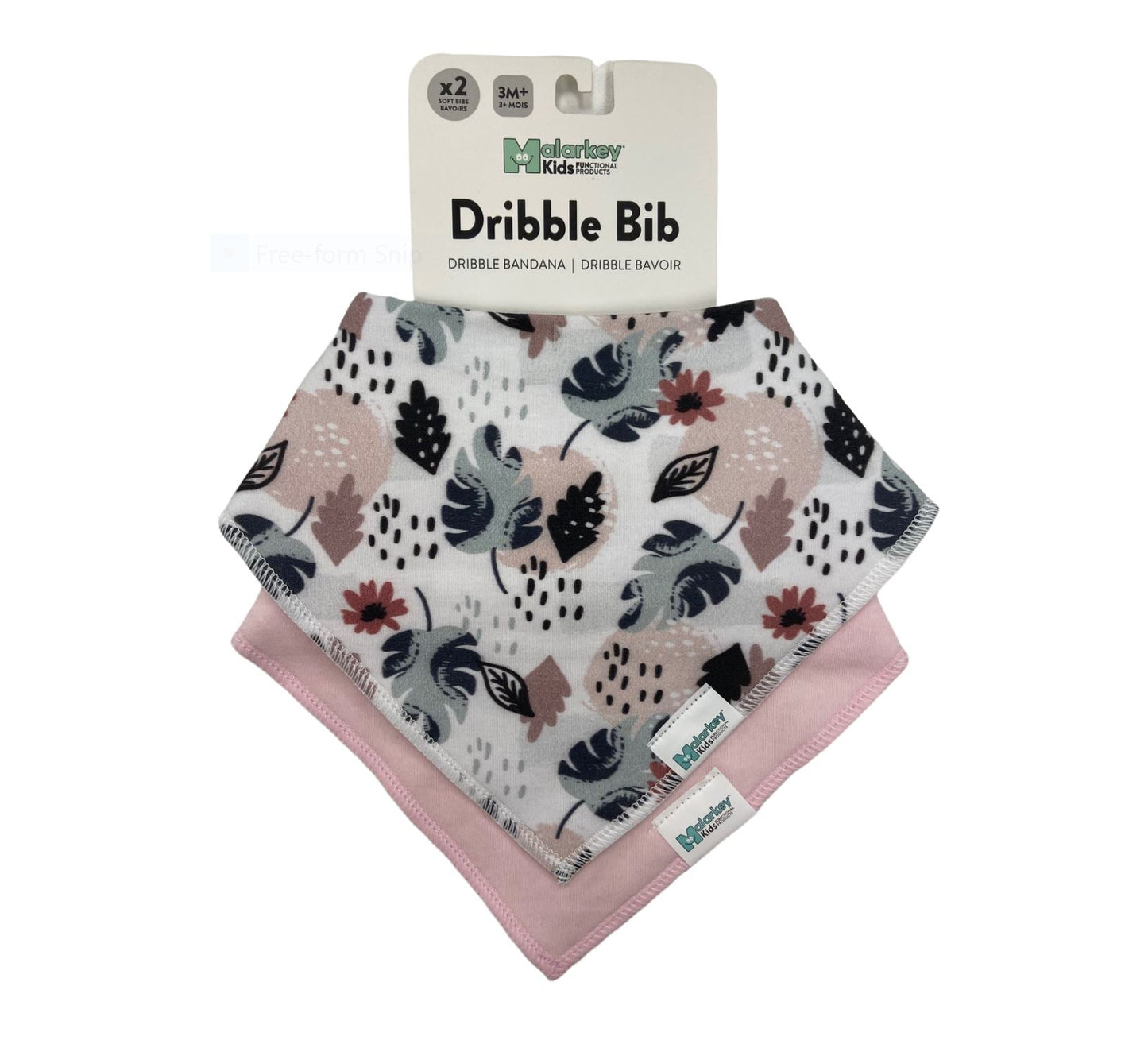 Dribble Bib - Flower Leaf/Dark Pink Malarkey Kids 