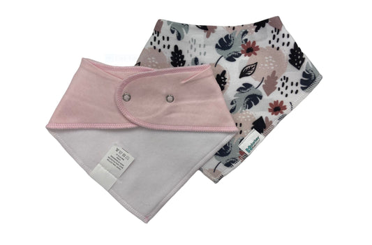 Dribble Bib - Flower Leaf/Dark Pink Malarkey Kids 