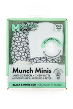 Munch Minis - Teething & Anti-scratch mitts - Black & White Geo Pacifiers & Teethers Malarkey Kids 