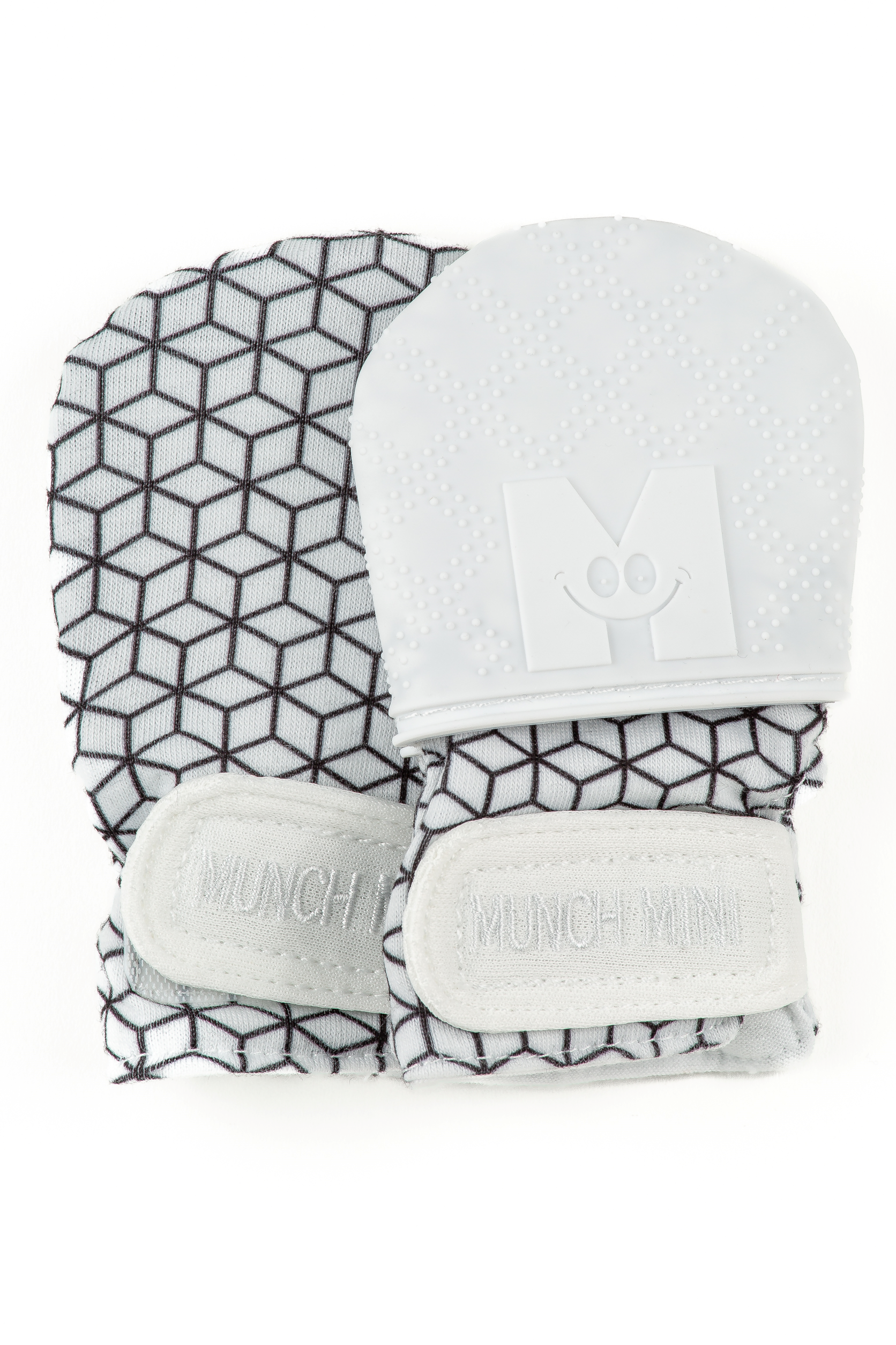 Munch Minis - Teething & Anti-scratch mitts - Black & White Geo Pacifiers & Teethers Malarkey Kids 