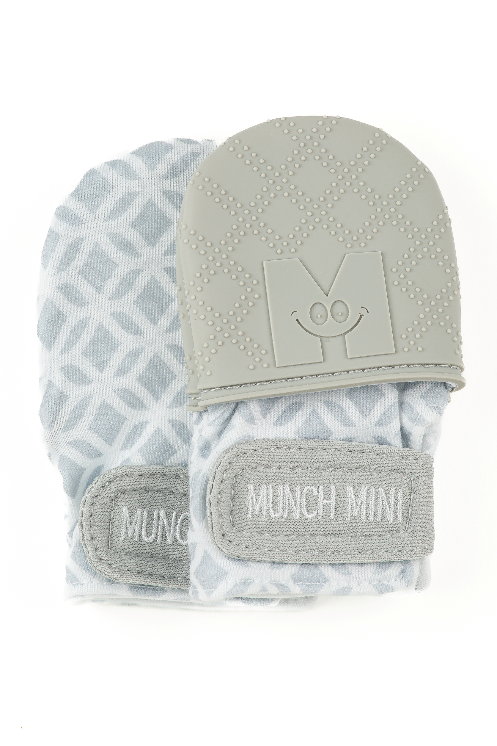 Munch Minis - Teething & Anti-scratch mitts - Grey Geo Pacifiers & Teethers Malarkey Kids 
