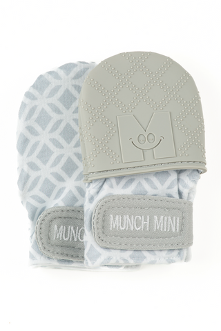 Munch Minis - Teething & Anti-scratch mitts - Grey Geo Pacifiers & Teethers Malarkey Kids 